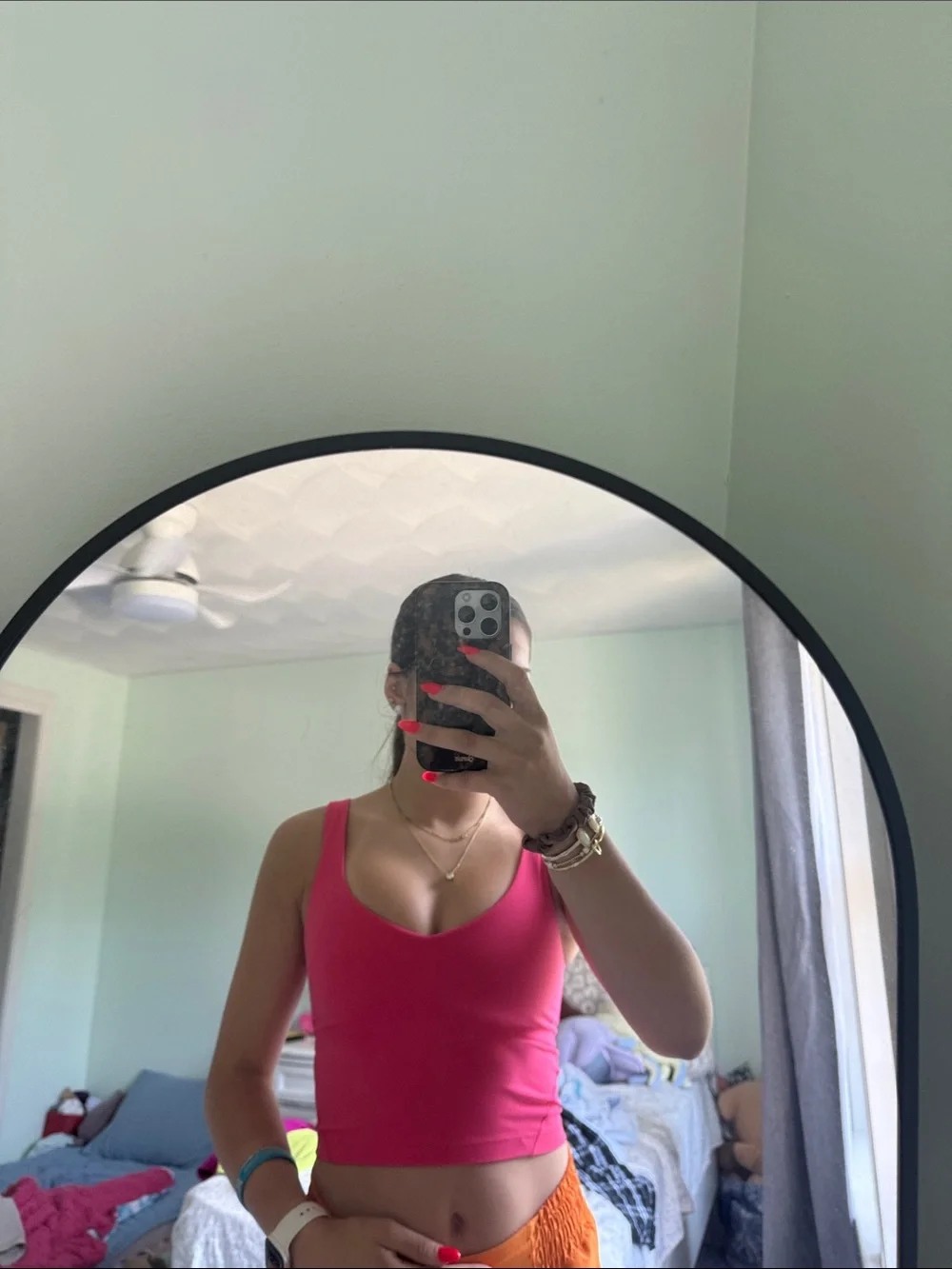 Women’s V-Neck Sleeveless Crop Top - Hot Pink